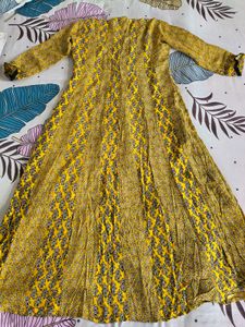 Yellow Printed Ethnic Gown