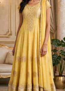 Elegant Yellow Anarkali Dress with Dupatta