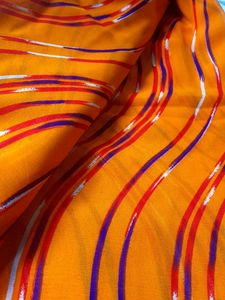 Organge Georgette Saree With Blouse Peice
