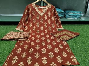 Beautiful Rust Kurta Set with Dupatta