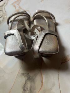 Sparkling Silver Block Heels