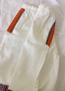 White Kurta with Embroidered Sleeves