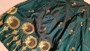 Elegant Teal Embroidered Skirt