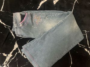 Embroidered Blue Denim Jeans