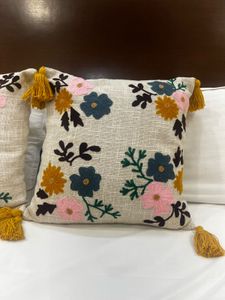Embroidered Floral Accent Cushion Cover Set of 2