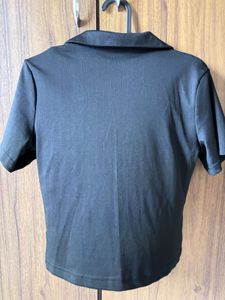 Stylish Black Button-Front Top