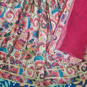 Vibrant Paisley Print Lehenga Choli with Dupatta