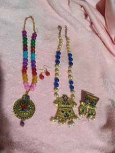 Blue N Malti Long Beads Set Combo