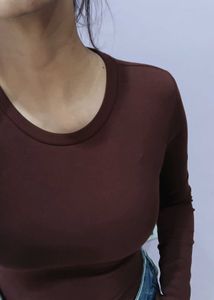 Premium Ribbed Brown Bodysuit