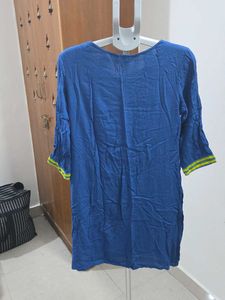 Blue Kurta with Chevron Yoke