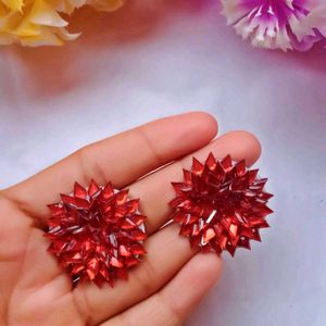 Red Crystal Stud Earrings