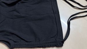 Black Drawstring Crop Top