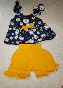 Cute Baby Girl Floral Top & Shorts Set