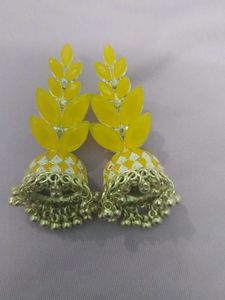 Yellow Leaf Jhumka Earrings🥰