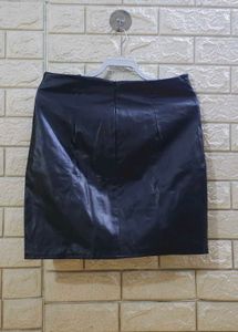 Shein Faux Leather Ruched Wrap Mini Skirt