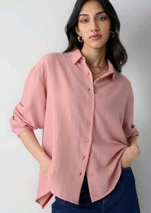 Pink Textured Oversized Shirt