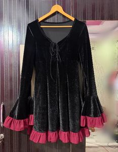 Gothic Velvet Dress with Bell Sleeves