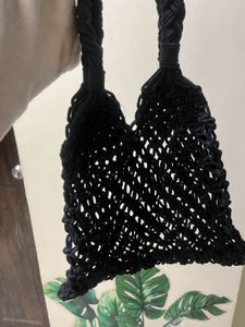 Stylish Black Knit Tote Bag