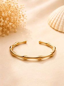 Elegant Gold Bamboo Cuff Bracelet
