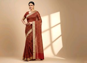 Elegant Maroon &amp; Gold✨ Saree