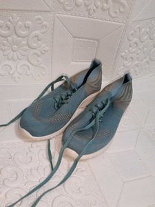 Teal Knit Lace-Up Sneakers