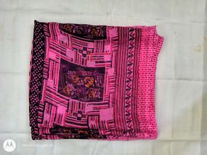 Pink Printed Saree with FREE Cotton Towel |