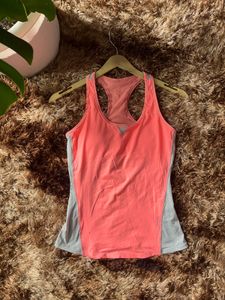 Coral & Gray Athletic Tank Top