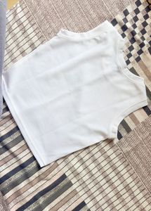 White Ribbed Sleeveless Crop Top