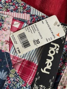 Red &amp; White Print Shorts