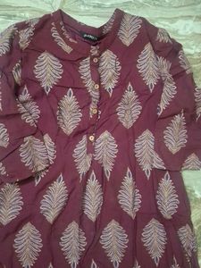 Maroon Printed Kurta