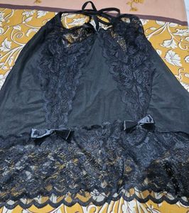 Elegant Black Lace Nightgown