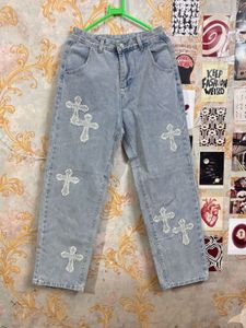 Y2k Chrome Hearts/Cross High Waist jeans for Women