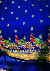 Exquisite Blue Saree with Peacock Embroidery