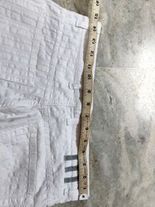 White Textured Flare Leg Pants