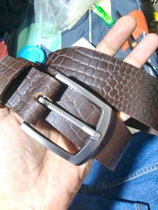 Classic Brown Croc Embossed Belt for Men