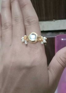 Elegant Kundan Style Adjustable Ring