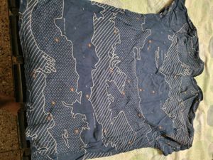 Mens Self Printed Blue T Shirt In L 40 Size