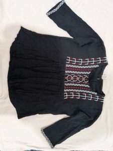 Embroidered Black Kurta