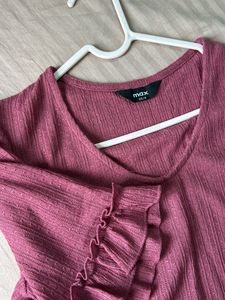 Rose Pink Top with frill Sleeves