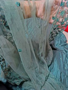 Elegant Sage Green Embroidered Lehenga Set ✨ | Fes