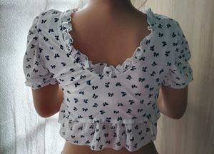 Floral Print Cinched Crop Top
