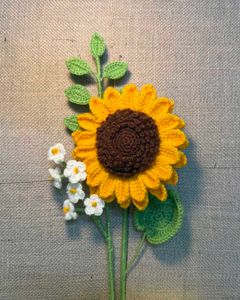 Handmade Crochet Sunflower Applique