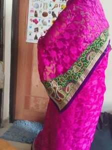 Stunning Pink Embroidered Saree