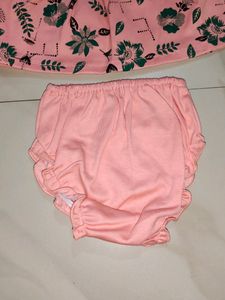 Cute Peach Baby Dress with Bloomers