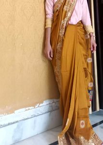 Elegant Mustard Yellow Silk Saree