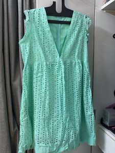 Eyelet V-Neck Mini Dress