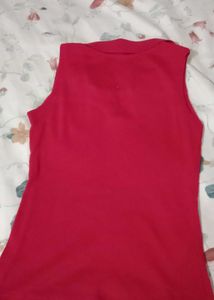 Red Sleeveless Polo Top