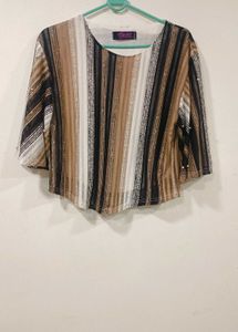 Striped Pearl Sleeve Blouse