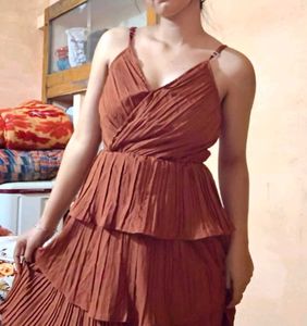 Chic Rusty Orange Tiered Dress