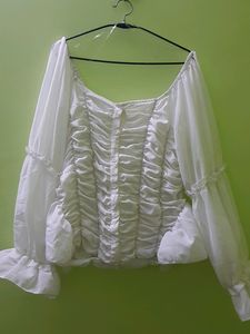 White Ruched Blouse
